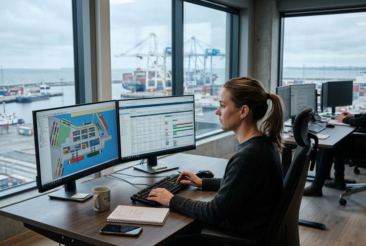 Operations planner reviewing a vessel schedule